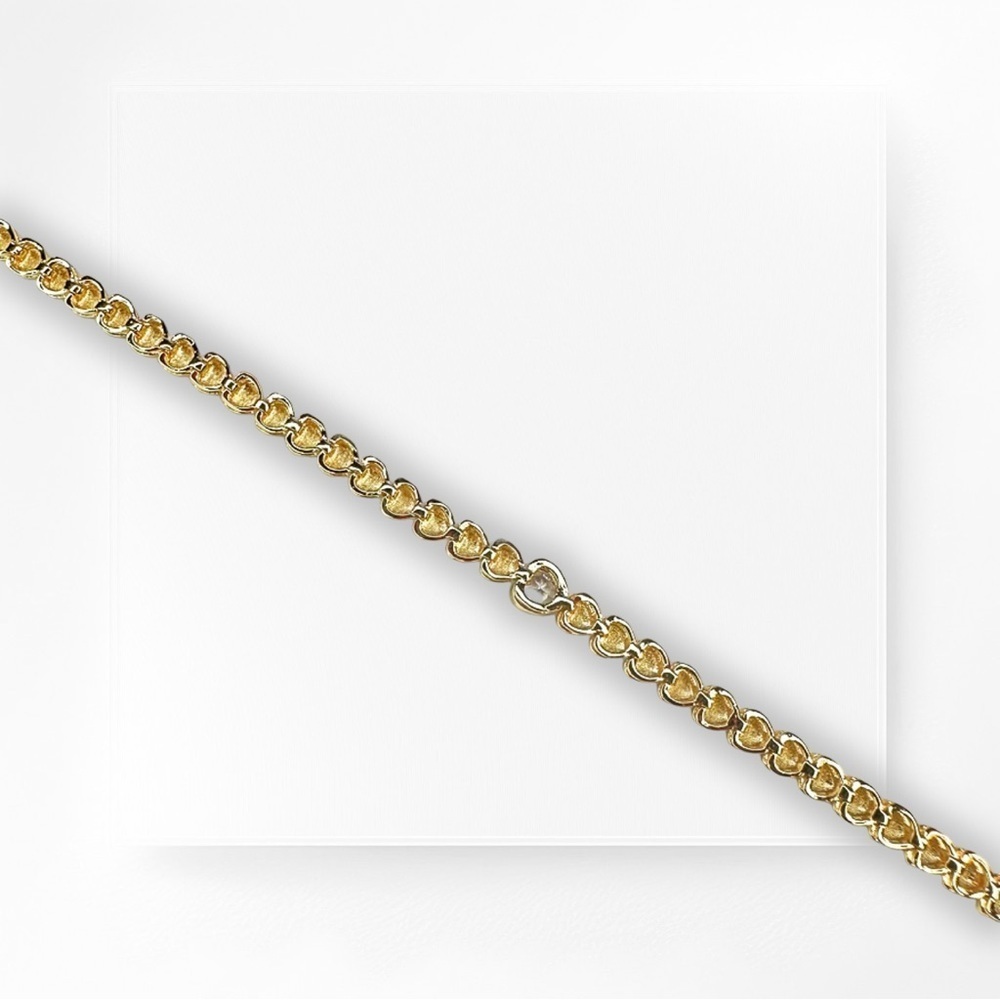 NEW Gold-Plated Heart Shaped Tennis Bracelet w/ Single CZ Heart - 19cm Long - Picture 8 of 16